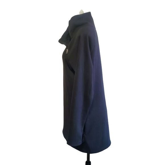 Athleta Cozy Karma Asymmetrical Sweatshirt Zip-Neck Dress Black Fleece Lined Med - Picture 6 of 9